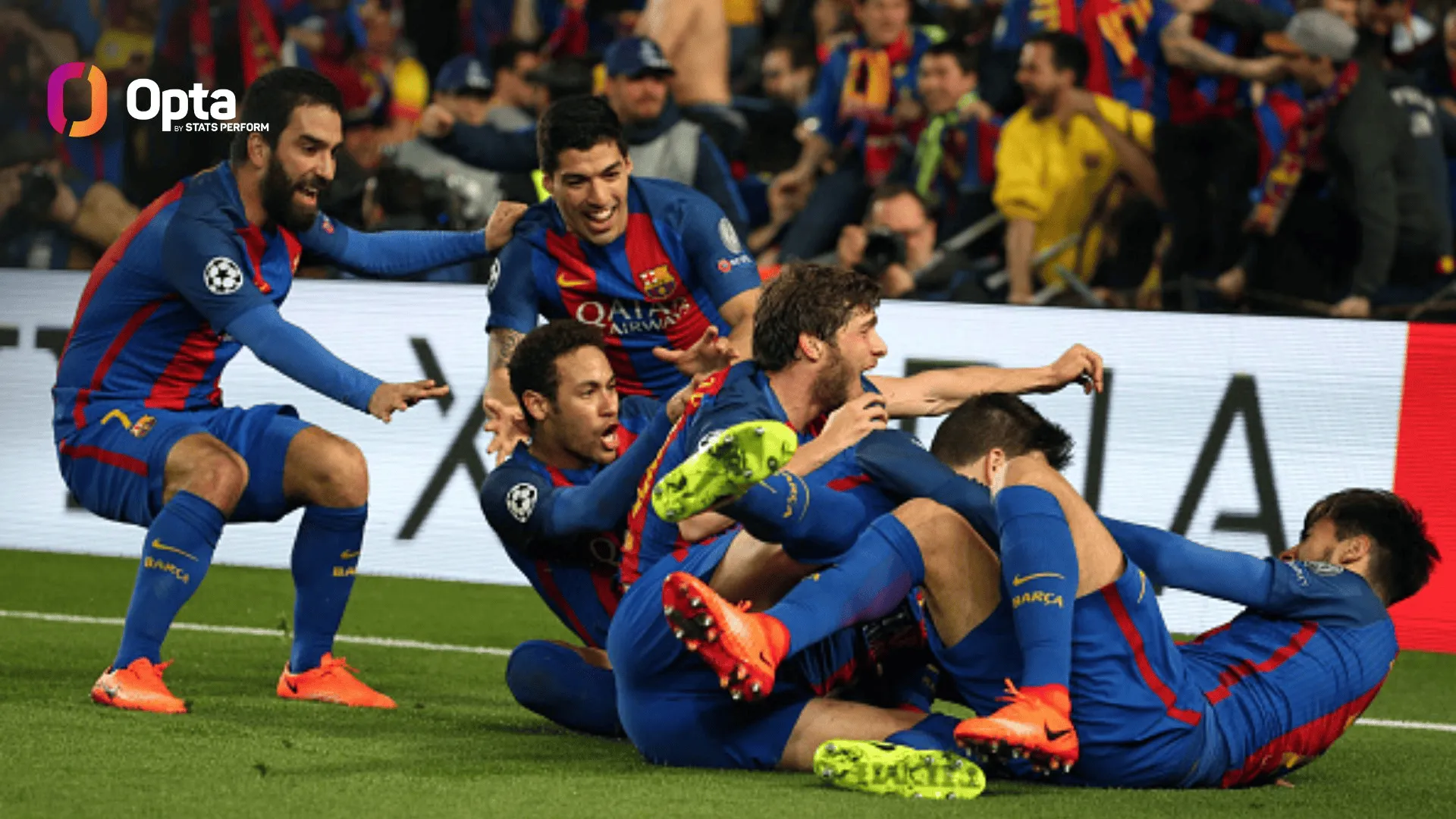 巴萨队史首回合4球落后只逆转过一次，是2017年6-1巴黎